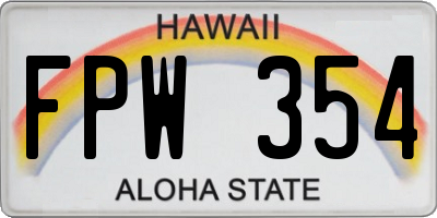 HI license plate FPW354