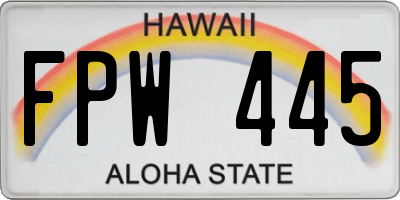 HI license plate FPW445