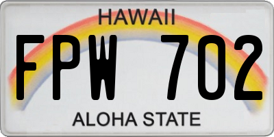 HI license plate FPW702