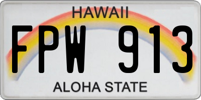 HI license plate FPW913