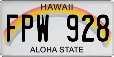 HI license plate FPW928