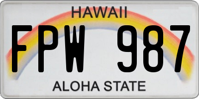 HI license plate FPW987