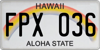 HI license plate FPX036