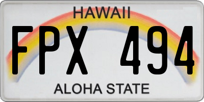 HI license plate FPX494