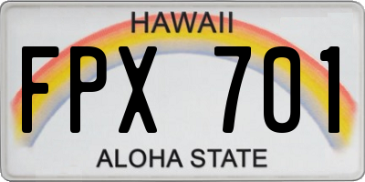 HI license plate FPX701