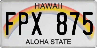 HI license plate FPX875