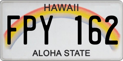 HI license plate FPY162