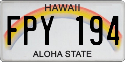 HI license plate FPY194
