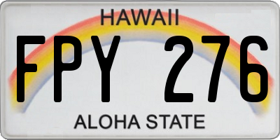 HI license plate FPY276