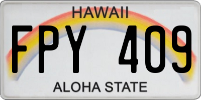 HI license plate FPY409