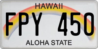 HI license plate FPY450