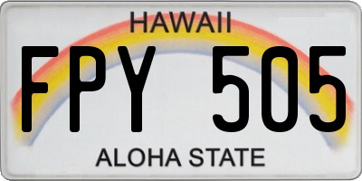 HI license plate FPY505