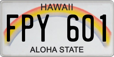 HI license plate FPY601