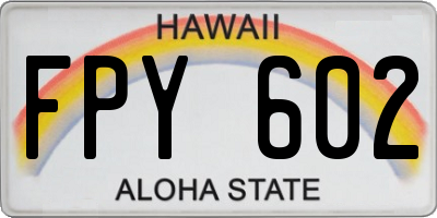 HI license plate FPY602