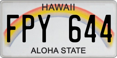 HI license plate FPY644