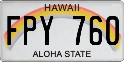 HI license plate FPY760