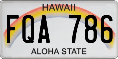 HI license plate FQA786