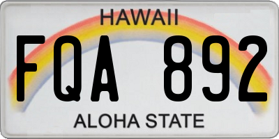 HI license plate FQA892