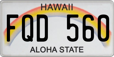 HI license plate FQD560