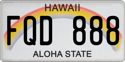 HI license plate FQD888