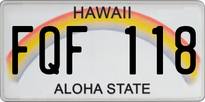 HI license plate FQF118