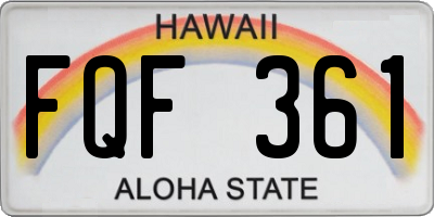 HI license plate FQF361