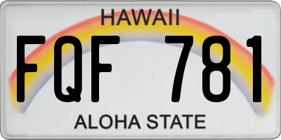 HI license plate FQF781