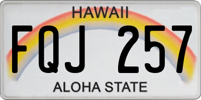 HI license plate FQJ257
