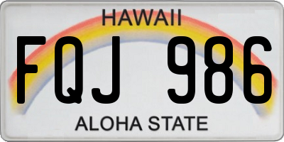HI license plate FQJ986