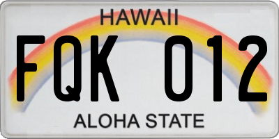 HI license plate FQK012