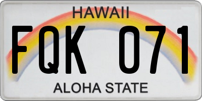 HI license plate FQK071