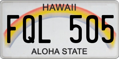 HI license plate FQL505