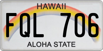 HI license plate FQL706