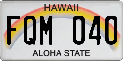 HI license plate FQM040