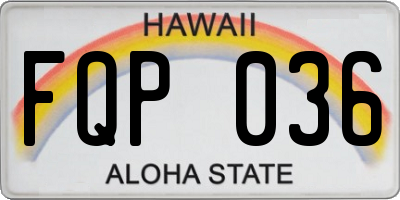 HI license plate FQP036
