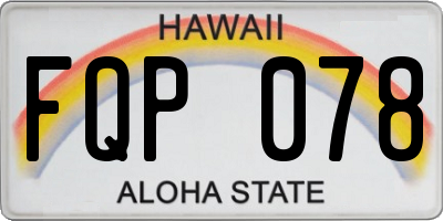 HI license plate FQP078