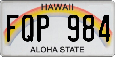 HI license plate FQP984