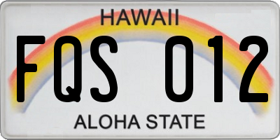 HI license plate FQS012