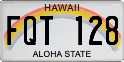 HI license plate FQT128