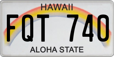 HI license plate FQT740