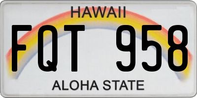 HI license plate FQT958