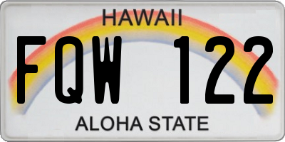 HI license plate FQW122