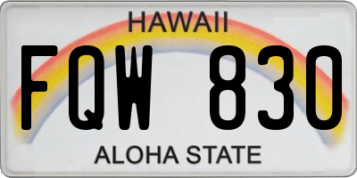 HI license plate FQW830