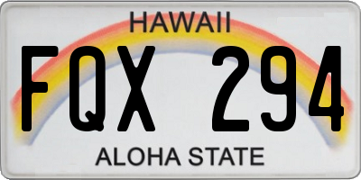 HI license plate FQX294