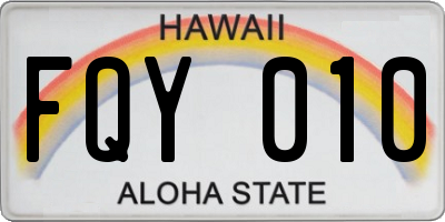 HI license plate FQY010