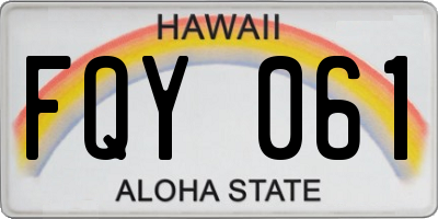 HI license plate FQY061