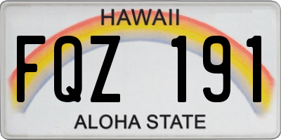 HI license plate FQZ191