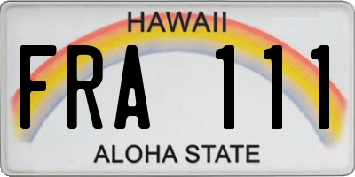 HI license plate FRA111