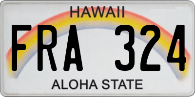 HI license plate FRA324