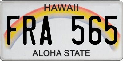 HI license plate FRA565